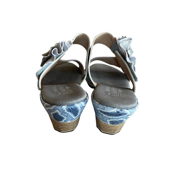 NEW L'ARTISTE SPRING STEP Cassana Size EU 42 Blue/Silver Leather Slide Sandals - Picture 7 of 11